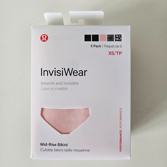 NWT LULULEMON Black Pink Smooth Invisible InvisiWear MR Bikini 5-Pack Small - Picture 1 of 6